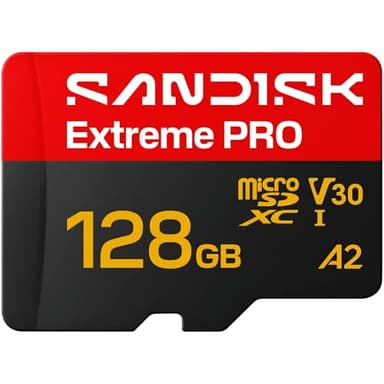 SANDISK Extreme PRO microSDXC 128 GB, UHS-I-Karte + SD Adapter (bis zu 250 MB/s Lesen, bis zu 120 MB/s Schreiben, 5K, 3K, 4K UHD, C10, V30, U3, A2)