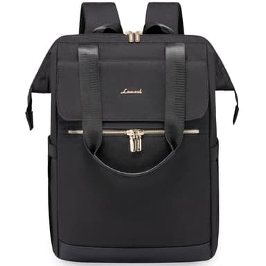 LOVEVOOK Damen-Rucksack Wasserdicht, Reiserucksack Laptoprucksack 17,3 Zoll, Schwarz, Elegant Daypacks Backpack Travel