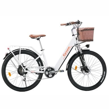 cysum Cityrun E-Bike für Damen, 26 Zoll Elektrofahrrad, City E-Bike für Erwachsene, Motor 250 W, 25 km/h, Lithium-Akku 36 V, 360 WH, Reichweite 80 km