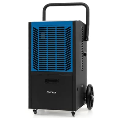 COSTWAY 66 L/Tag Luftentfeuchter, Bautrockner mit Pumpe & Ablaufschlauch, Industrie Trocknungsgerät mit 24H Timer & 4 Rädern für Keller, Lager, Baustelle (blau)