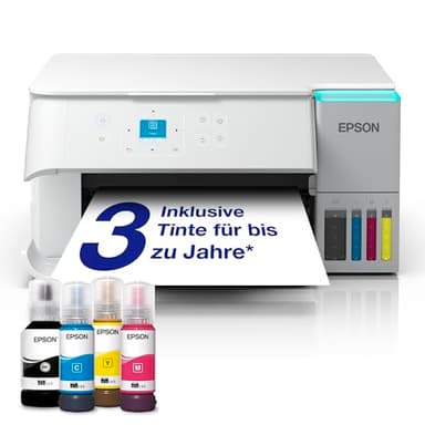 EcoTank ET-2956 Weißer A4-Multifunktionsdrucker mit Wi-Fi & AirPrint Tintentank, Scannen, Kopieren & Duplexdruck, bis zu 3 Jahre Tinte im Lieferumfang enthalten