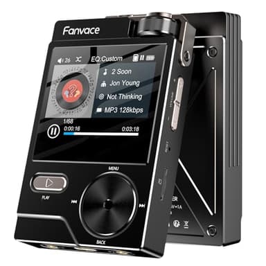 HiFi-MP3-Player, verlustfreier DSD-Digital-Audio-Musikplayer mit hoher Auflösung, tragbarer DAC-FLAC-Audio-Player, 192 kHz/24 Bit, tragbarer Audio-Player mit 64 GB, unterstützt bis zu 256 GB (Black)
