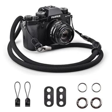 VOVMOEYA Kameragurt Sony Alpha,Kamera Tragegurt aus Seil für Canon EOS Sony A6000 A6400 A7 IV Fujifilm X100V XT5 Nikon Zfc Nackengurt Umhängegurt Schultergurt DSLR Kameragurt - Schwarz