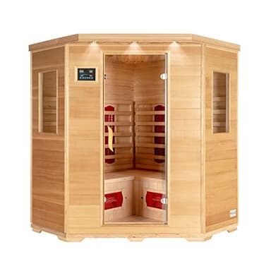 Home Deluxe – Infrarotkabine REDSUN XXL –150 x 150 x 190 cm - für 2-4 Person, 8 Keramikstrahler, Holz: Hemlocktanne I Infrarotsauna, Sauna, Wärmekabine, Infrarot