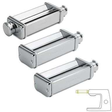 Kenwood Pasta-Set MAX980ME Zubehör für Kenwood Küchenmaschinen, elektrische Nudelmaschine mit Lasagne-Walze und Spaghetti und Fettuccine Aufsatz, Edelstahl, Silber