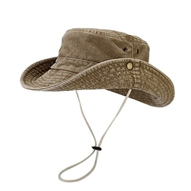 Fischerhut Herren Baumwolle Sonnenhut UV-Schutz Wanderhut Trekking Faltbar Sommerhut Breite Krempe Outdoor Safari Hut Damen mit Kinnband Anglerhut Boonie Hat Sonnenschutz Hütte Hiking Bucket Hat