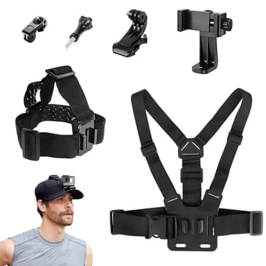 Dulynva 6 Stück Action Kamera Zubehör für GoPro Brustgurt Kopfgurt Action Cam Halterung 3 in 1 Handy Brusthalterung Kit Einstellbarer Kamera Halterung für GoPro Hero Xiaoyi DJI Actionkameras iPhone