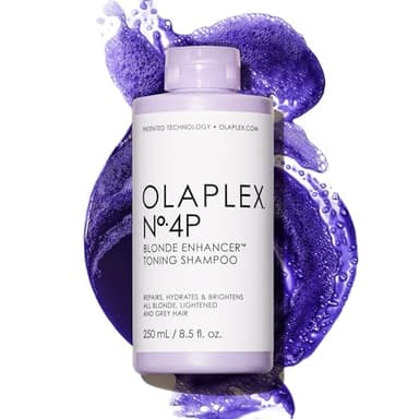 Olaplex No 4p Blonde Enhancer Purple Toning Shampoo, Repariert, Spendet Feuchtigkeit Und Hellt Alle Blonden, Aufgehellten Und Grauen Haare Auf, 250 Ml