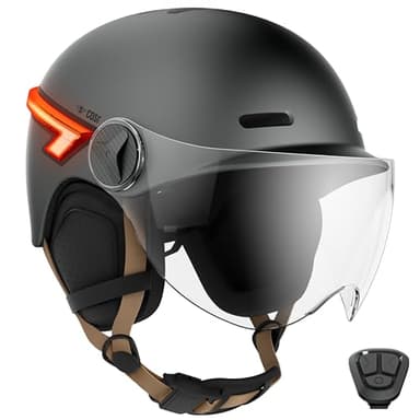 CASR Glow - LED-Helm für Fahrrad & Scooter - XL-Visier & abnehmbare Ohrpolster, Rück-Blinker & Fernbedienung - Stilvolles urbanes Design für Damen & Herren - Matt Anthrazit - Größe L