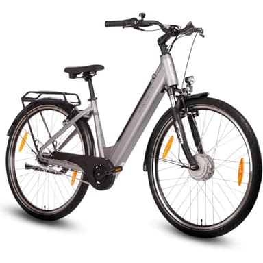 SAXONETTE E Bike Damen 28 Zoll mit Rücktrittbremse und nabenschaltung, Elektro Fahrrad Erwachsene mit 36V 13Ah BMS Akku, 7 Gang Pedelec mit Federgabel, Ebikes mit Gepäckträger für Damen und Herren