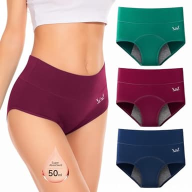 Ruixue Periode Unterwäsche für Frauen, Leak-Proof High Waist Briefs, weiche und Bequeme Unterwäsche für Frauen Pack von 3