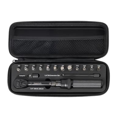 Hairich Drehmomentschlüssel Fahrrad 1/4 Zoll, 15-teiliges Set mit Innensechskant Hex und Torx Bits, 2-20 Nm Messbereich, inklusive Verlängerungsstange, Torque Wrench für Bicycle