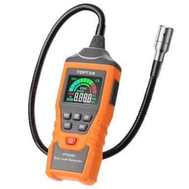 Gasmelder, TopTes PT520B+ Wiederaufladbarer Gasleck-Detektor mit Einer 43,5-cm-Sonde zum Lokalisieren von Gaslecks für Propan, Erdgas in Hause, Messung in PPM oder%LEL - Orange