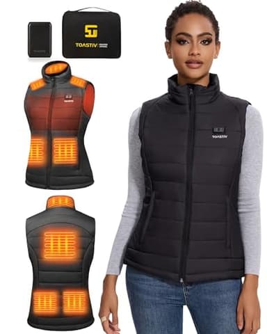 Toastiv Beheizbare Weste, Heizweste Damen mit Powerbank 7.4V 16000mAh Wärmeweste mit 8 Heizzonen, Einstellbare Heizweste, beheizte Weste für die Arbeit im Freien