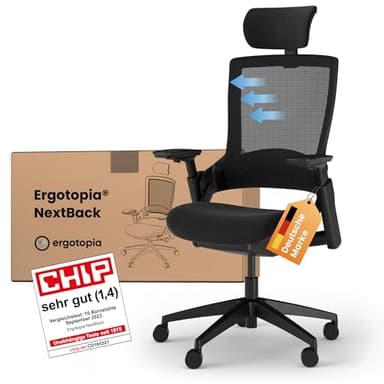Ergotopia NextBack | Ergonomischer Bürostuhl 150kg belastbar gegen Rückenschmerzen | Schreibtischstuhl ergonomisch | Bürostuhl ergonomisch Testsieger, Office Chair - 5 Jahre Garantie