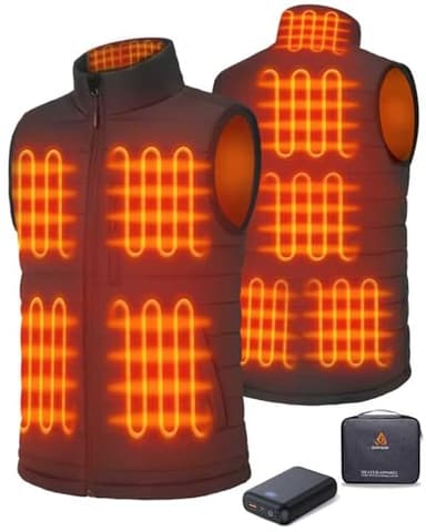 GOTOBI Heizweste Herren mit 16000mAh Powerbank - Beheizbare Weste mit 9 Heizzonen und 3 Einstellbaren Temperaturen, Beheizte Weste für Outdoor-Aktivitäten Radfahren,Schwarz,XL