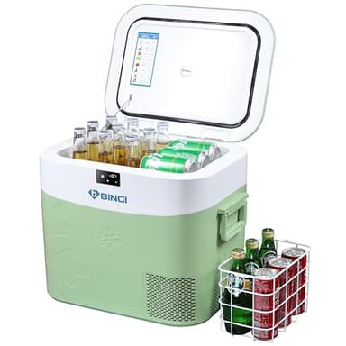 BINGI Kompressor Kühlbox 22 Liter Tragbarer Auto Kühlschrank 12/24V DC und 230V AC Mini Gefrierschrank für Auto, LKW, Camping, Wohnmobil und Zuhause (15℃ bis -18℃)