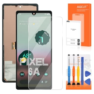 AGCUT LCD-Display für Google Pixel 6A GX7AS GB62Z G1AZG GB17L, Ersatz, Digitizer, Touchscreen, mit Reparatur, Schwarz mit Rahmen