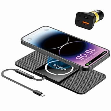 Polmxs für MagSafe Auto Ladegerät Pad,15W Schnellladung Magnetische Wireless Charger Auto Magnetische Induktive Ladestation mit 40W Auto Ladegerät Kompatibel mit iPhone 17 16 15 14 13 12 (30CM Kabel)