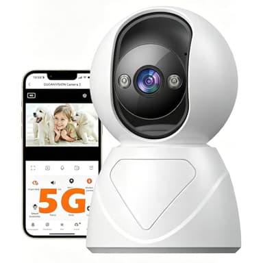 GUOANVISION Innen Überwachungskamera, 5G WLAN 3MP, 360° Baby Kamera mit App, Bewegungserkennung & Alarm, Farb-Nachtsicht, 2-Wege-Audio, Babyphone & Haustierkamera, Cloud & SD