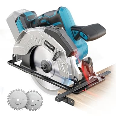 LIVOWALNY Handkreissäge Kompatibel Mit Makita Akku 18v, 66mm Akku-Kreissäge mit Ø165 x Ø20 mm Sägeblatt, werkzeuglose Einstellung bei Schnitttiefe + Neigungswinkel (Nur Werkzeug)