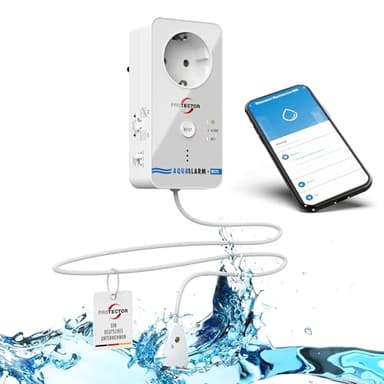 PROTECTOR WA-11 WLAN WASSERMELDER, 3-fache Sicherheit: Alarmiert, Schaltet angeschlossenes Gerät wahlweise EIN oder AUS, meldet auf Ihr Handy. Pumpensteuerung, Smarter Wasseralarm mit App, Aquastop