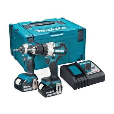 Makita DLX2507TJ 18 V Li-Ion LXT bürstenloses 2-teiliges Kombi-Kit komplett mit 2 x 5,0 Ah Akkus und Ladegerät, Lieferung in einem Makpac-Gehäuse