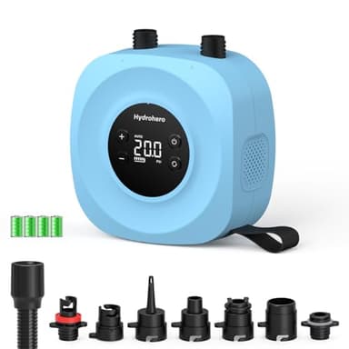 Hydrohero Elektrische SUP Pumpe 20PSI, Intelligentes Zweistufiges Aufblasen & Entleeren Paddle Board Pumpe, Wiederaufladbar Auto-Off SUP Luftpumpe für Paddle-Boards, Surf-Kites, Zelte, Boote (Blau)