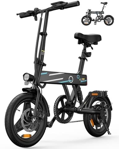Finbike E Bike für Erwachsene 250W Motor, 25km/h Ebike Klapprad, 14 Zoll EBike Herren mit Smart Uphill, 280.8Wh Batterie, Elektrofahrrad mit 40KM Max Reichweite, Mini E Fahrrad für Damen