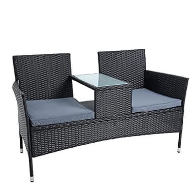 ESTEXO Polyrattan Sitzgruppe Rattan Sitzgarnitur Gartenmöbel Set Gartenset Balkonmöbel Gartentisch Gartenstuhl Balkontisch Balkonstuhl (Schwarz)