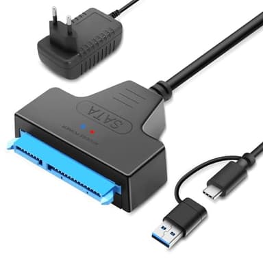 Wowfast SATA USB Adapter, für Externen und Internen Festplatten 2,5 & 3,5 SSD/HDD SATA to USB Adapter Mit 12V 2A Netzteil Kompatibel mit Windows, Mac und Linux