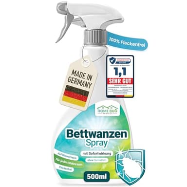 HomeBugProtect Bettwanzen Spray 500ml - Effektive Bettwanzen Bekämpfung - Bettwanzenspray für Matratzen, Möbel & Hotels mit leichtem Zitronenduft