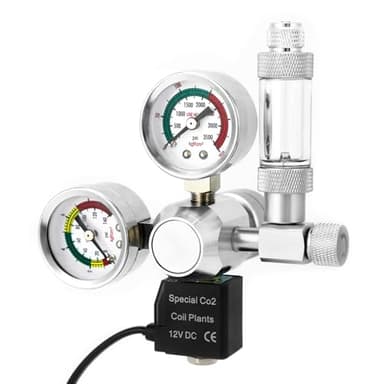 QWORK® Aquarium CO2 Druckminderer, Dual-Gauge-Display, mit Blasenzähler und Rückschlagventilanlage (W21.8 Interface)