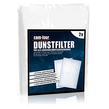 com-four® 2x Filter für Dunstabzugshaube zuschneidbar - Abzugshaube Filter universell einsetzbar - Dunstabzugsfiltereinlage - Fett-Filtermatte - weißer Dunstfilter (2 Stück)