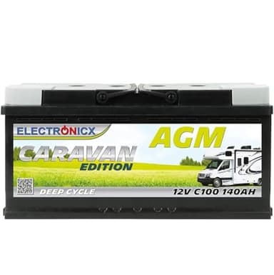 Electronicx AGM Caravan Versorgungsbatterie 12V 140Ah – Hochleistungsbatterie 140 Ah, wartungsfrei, versiegelt, auslaufsicher, Solarbatterie,Wohnmobil,Boot, Solar- Maße: 393x175x190mm