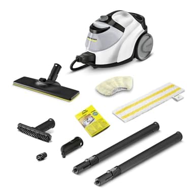 Kärcher Dampfreiniger SC 5 EasyFix Iron mit Heißwasser-Zuschaltung, Dampfdruck: 4,2 bar, Aufheizzeit: 3 min., Fläche: ca. 150 m², Tank: 0,5 l + 1,5 l, Bodenreinigungsset EasyFix und Düsen