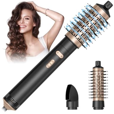 HyAdierTech Warmluftbürste Rotierend Set, 3 in 1 Air Styler mit Föhnbürste, Warmluftbürste, Haartrockner Thermal Brush, Leistungsstarke Rundbürstenföhn Set zum Trocknen Glätten Formen (Schwarz)