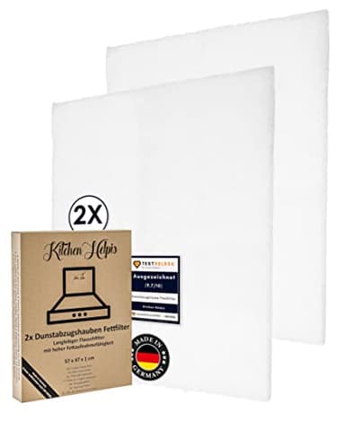 Kitchen Helpis® Abzugshaube-Fettfilter, 2 Stück für Dunstabzugshaube, 57x47x1 cm, Individuell Zuschneidbarer Dunstabzug-Flauschfilter, Universal