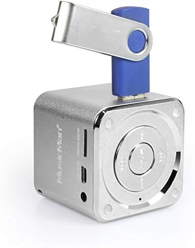 MusicMan Mini Soundstation (MP3 Player, Stereo Lautsprecher, Line In Funktion, SD/microSD Kartenslot) silber, TXX3528