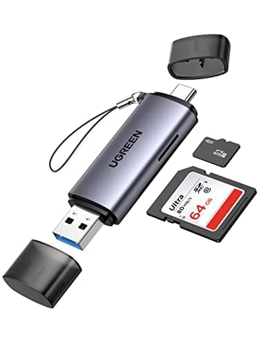 UGREEN Kartenleser USB C USB 3.0 2-in-1 Adapter SD und Micro SD Card Reader USB C kompatibel mit MacBook Pro Air iPad Pro iPhone 16 15 Plus Pro Max Galaxy S24 S23