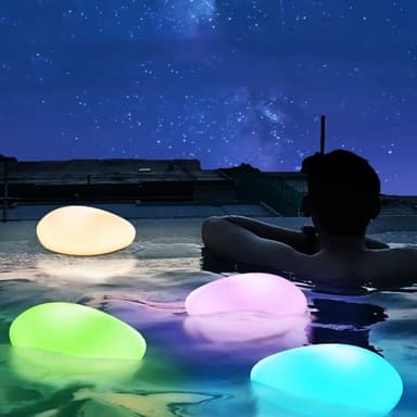 FUYO Solarlampen für Außen, 3er Set Solarlampe Garten Led Solarleuchte mit Fernbedienung 8 Farben Solar-Deko-Stein Solar Kugel Außen Innen IP67 Wasserdicht für Gartenweg Schwimmbad Rasen