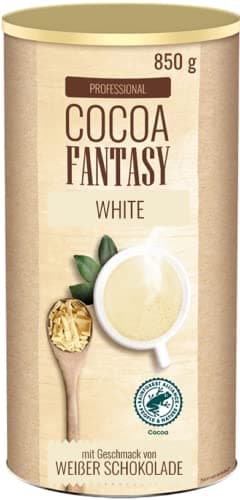 Cocoa Fantasy White weiße Trinkschokolade, Kakaopulver für heiße weiße Schokolade, 29% Kakaoanteil, 850 g