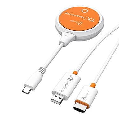 j5create ScreenCast USB-C zu HDMI Wireless Display Transmitter und Receiver, unterstützt 1080p, kompatibel mit MacBook, iPad Pro, ChromeOS, USB-C Laptops und Android (JVAW62)