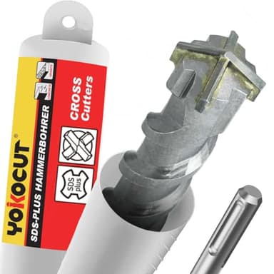 SDS Plus Bohrer 6x260 mm, Hammerbohrer 4X Schneiden, Steinbohrer Stahlbeton Mauerwerk Ziegel Kalksandstein, Betonbohrer, Ideal zum Bohren in Stein, Beton, Naturstein, Ziegelmauer