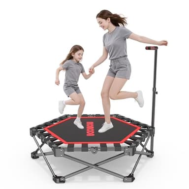 MOMODA Mini Trampolin für Kinder und Erwachsene, Faltbar Fitness Trampolin mit Griff, Durchmesser 106 cm (rot)