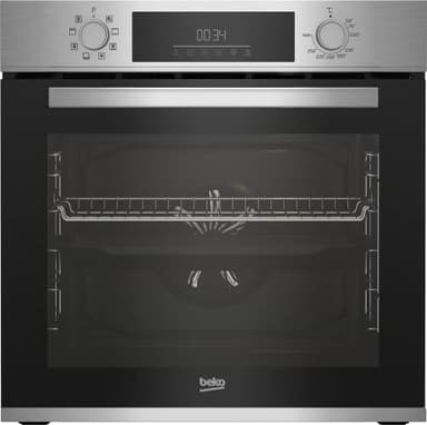 Beko BBSM12340X Einbau-Backofen-Set, zwei autarke Geräte: Induktionskochfeld mit 4 Kochzonen, Backofen mit 8 Heizarten, 72 l Garraum-Volumen, Kindersicherung, Sensortasten, Schwarz/Edelstahl