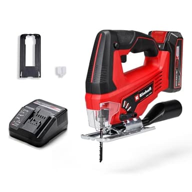 Einhell Akku-Stichsäge TC-JS 18/70 Li (1x 2,5 Ah) Power X-Change (18 V, 70 mm Schnitttiefe, werkzeugloser Sägeblattwechsel, Absaugadapter, inkl. 2,5 Ah Akku & Ladegerät, 1x Sägeblatt)