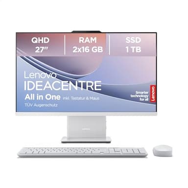 Lenovo IdeaCentre All in One | 27" QHD Display | Intel Core i7-240H | 32GB RAM | 1TB SSD | Intel Grafik | Win11 Home | QWERTZ | grau | inkl. Tastatur & Maus | 3 Monate Premium Care