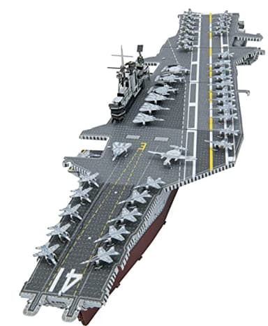 Fascinations PS2003 Metal Earth Metallbausätze - Flugzeugträger USS Midway, lasergeschnittener 3D-Konstruktionsbausatz, 3D Metall Puzzle, DIY Modellbausatz mit 2 Metallplatinen, ab 14 Jahre