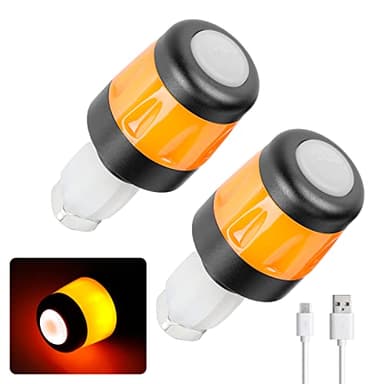 CERFFOOL 1 Paar Lenkerleuchten Elektroroller Lampe Blinker Warnlicht Lampe DREI Beleuchtungsmodi mit Ladekabel Zubehör für Elektroroller (Schwarz+Orange)
